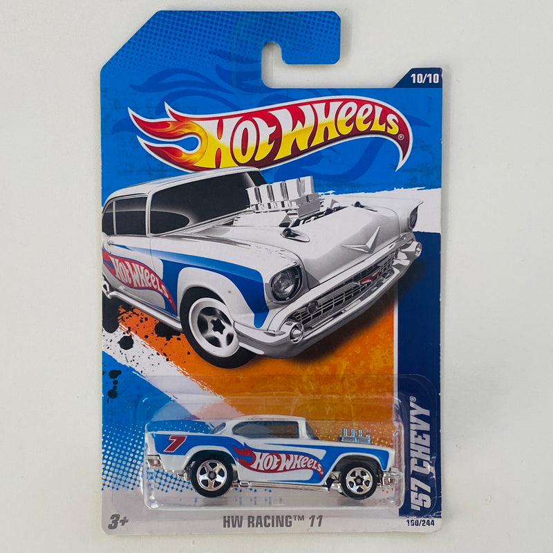 2011 Hot Wheels HW Racing 57 Chevy blanco 5SP