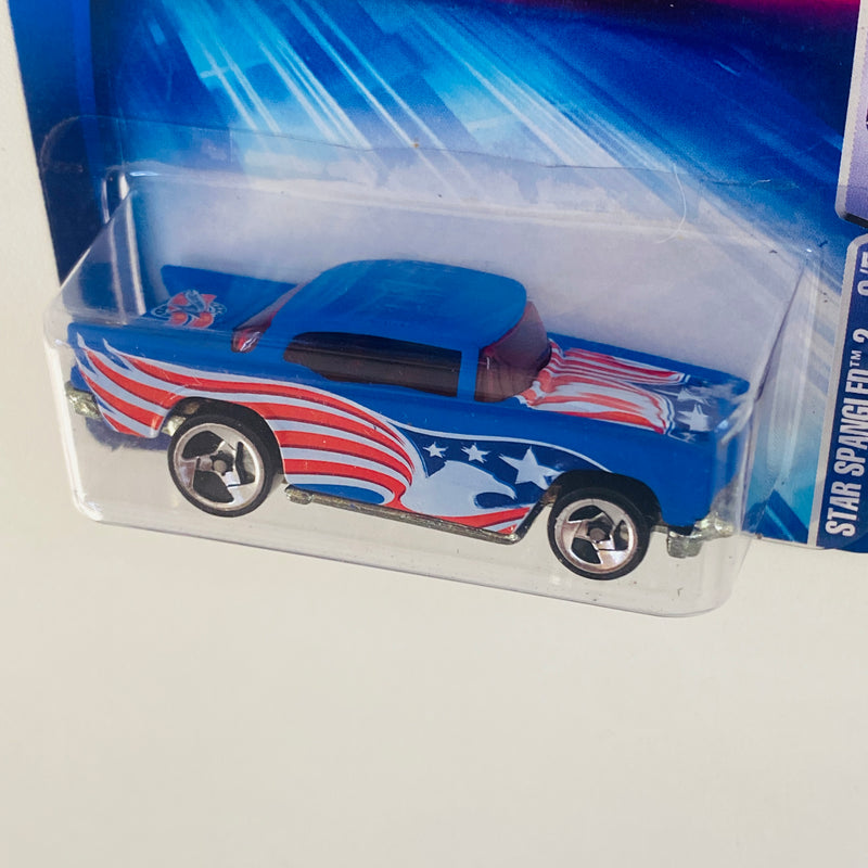 2004 Hot Wheels Star Spangled Chevy 1957 125 azul 3SP base ZAMAC