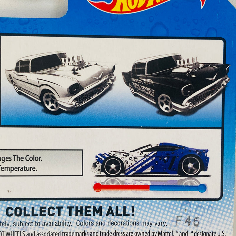 2014 Hot Wheels Color Shifters HW City 57 Chevy W Engine negro y blanco policial 5SP base ZAMAC - Cambia de Color