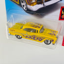2018 Hot Wheels HW Flames 55 Chevy amarillo con flamas 5SP