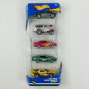 2003 Hot Wheels B-Day 5 Pack Set de 5 - Shelby Cobra 427 S/C, Mini Morris Wagon, 99 Mustang Ford, Jaguar XK8, IROC Firebird Pontiac