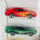2003 Hot Wheels B-Day 5 Pack Set de 5 - Shelby Cobra 427 S/C, Mini Morris Wagon, 99 Mustang Ford, Jaguar XK8, IROC Firebird Pontiac