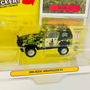 2025 Greenlight Garbage Pail Kids Duck Cal 1991 Jeep Wrangler YJ verde camuflado militar Llantas de Goma