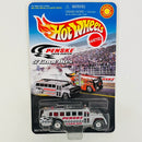 2000 Hot Wheels Special Edition Penske Auto Center Exclusive Tom Daniel S'Cool Bus plata metálico Llantas de Goma RR base ZAMAC