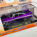 2017 M2 Machines Ground Pounders Limited Edition 1/2,888 1958 Plymouth Fury R16 morado metálico Llantas de Goma