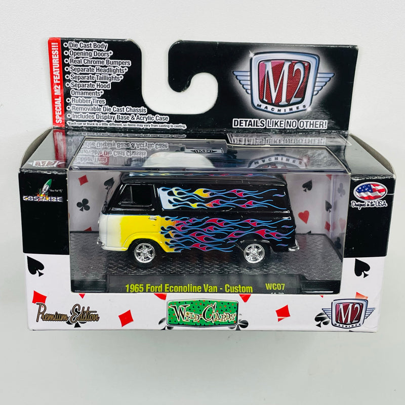 2014 M2 Machines Wild Cards Limited Edition 1965 Ford Econoline Van Custom WC07 negro con flamas Llantas de Goma