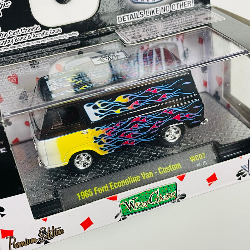 2014 M2 Machines Wild Cards Limited Edition 1965 Ford Econoline Van Custom WC07 negro con flamas Llantas de Goma