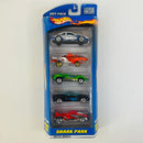 2001 Hot Wheels Shark Park 5 Pack Set de 5 - Ford T-Bird Stocker, Sharkruiser, Speed Machine, Chrysler Thunderbolt, Speed Shark