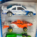 2001 Hot Wheels Shark Park 5 Pack Set de 5 - Ford T-Bird Stocker, Sharkruiser, Speed Machine, Chrysler Thunderbolt, Speed Shark