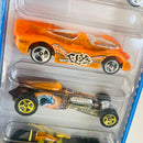 2001 Hot Wheels Spider Slam 5 Pack Set de 5 - Chevrolet Stocker, Turbo Flame, Power Pistons, Sweet 16 II, Saltflat Racer
