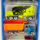 1998 Hot Wheels Rad Rigs 5 Pack Set de 5 - Ford F-150, Peterbilt Tank Truck, Oshkosh Cement Mixer, Peterbilt Dump Truck, Ford Stake Bed Truck