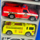 1997 Hot Wheels Fire Fighting 5 Pack Set de 5 - Flame Stopper, Ambulance, Rescue Ranger, Fire Eater, Holden Police Cruiser