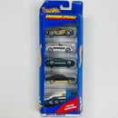 1997 Hot Wheels Showroom Specials 5 Pack Set de 5 - Ferrari 250, BMW M Roadster, Lexus SC400, Mercedes Benz 380 SEL, Ramp Truck