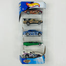 2004 Hot Wheels 5 Pack Set de 5 Camoflamage - Austin Healey, 68 El Camino Chevrolet, Shoe Box 49 Ford, Sentinel 400 Limo, Pontiac Firebird Funny Car