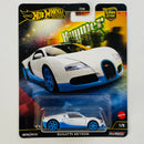 2025 Hot Wheels Premium Car Culture Hammer Drop Bugatti Veyron blanco Llantas de Goma RR