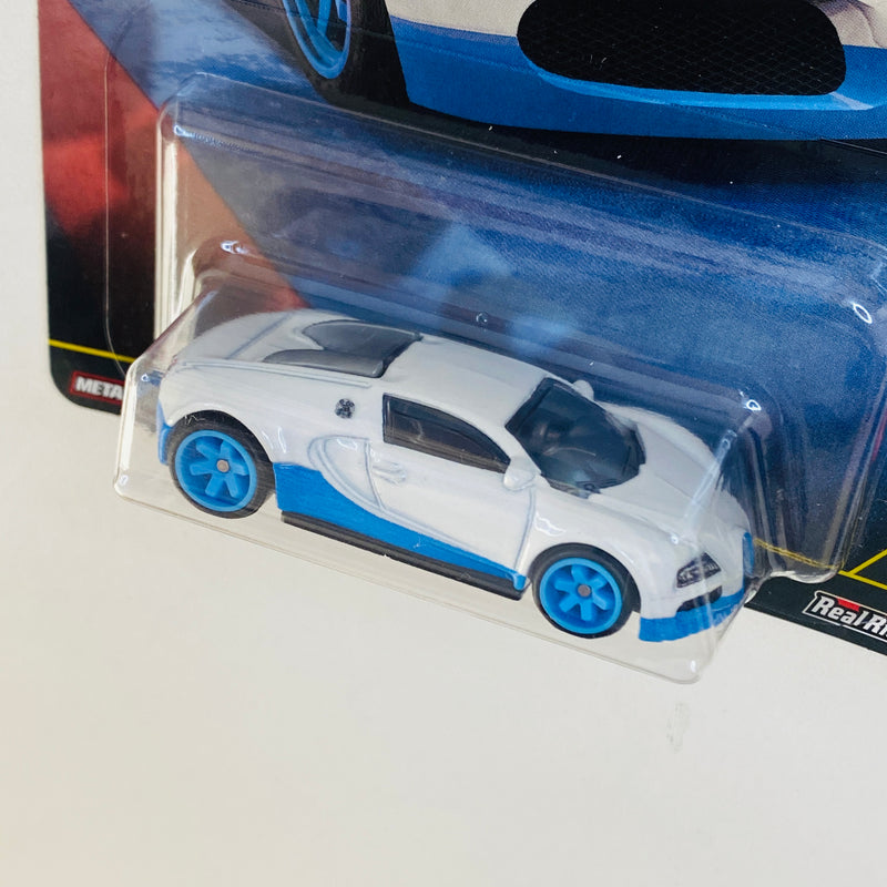 2025 Hot Wheels Premium Car Culture: Hammer Drop Bugatti Veyron blanco Llantas de Goma RR