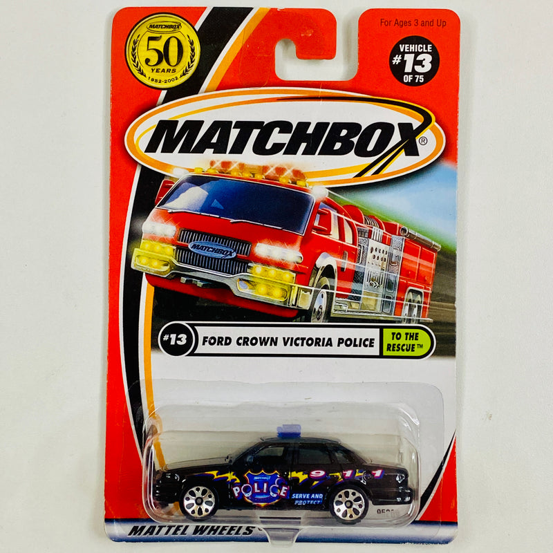 2002 Matchbox 50th Anniversary To The Rescue Ford Crown Victoria Police Car negro