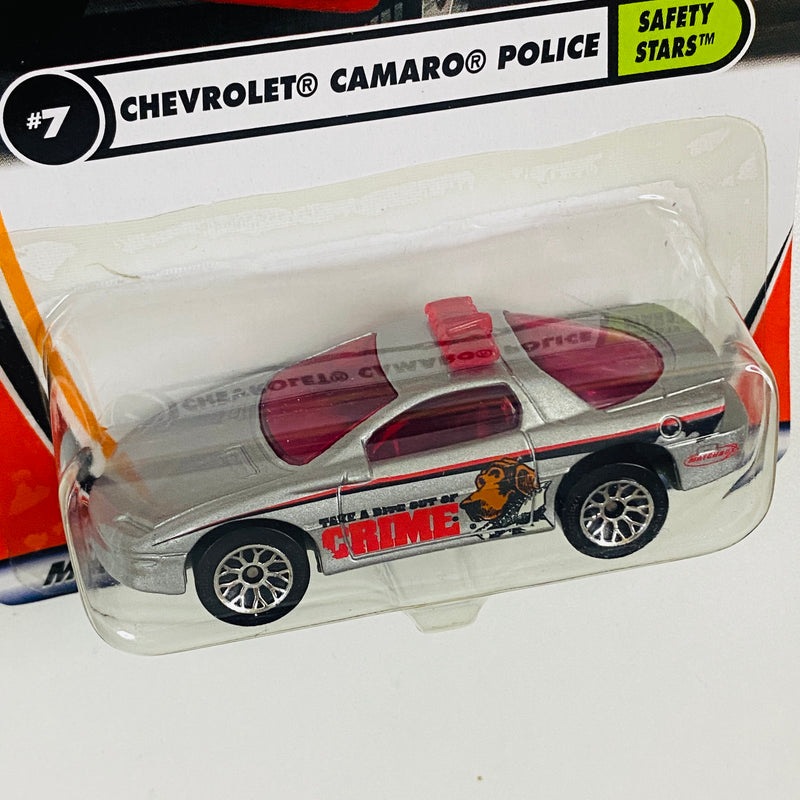 2002 Matchbox 50th Anniversary Safety Stars Chevrolet Camaro Police plata metálico