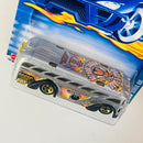 2002 Hot Wheels Spares 'n Strikes Surfin' School Bus 059 plata metálico 5SP