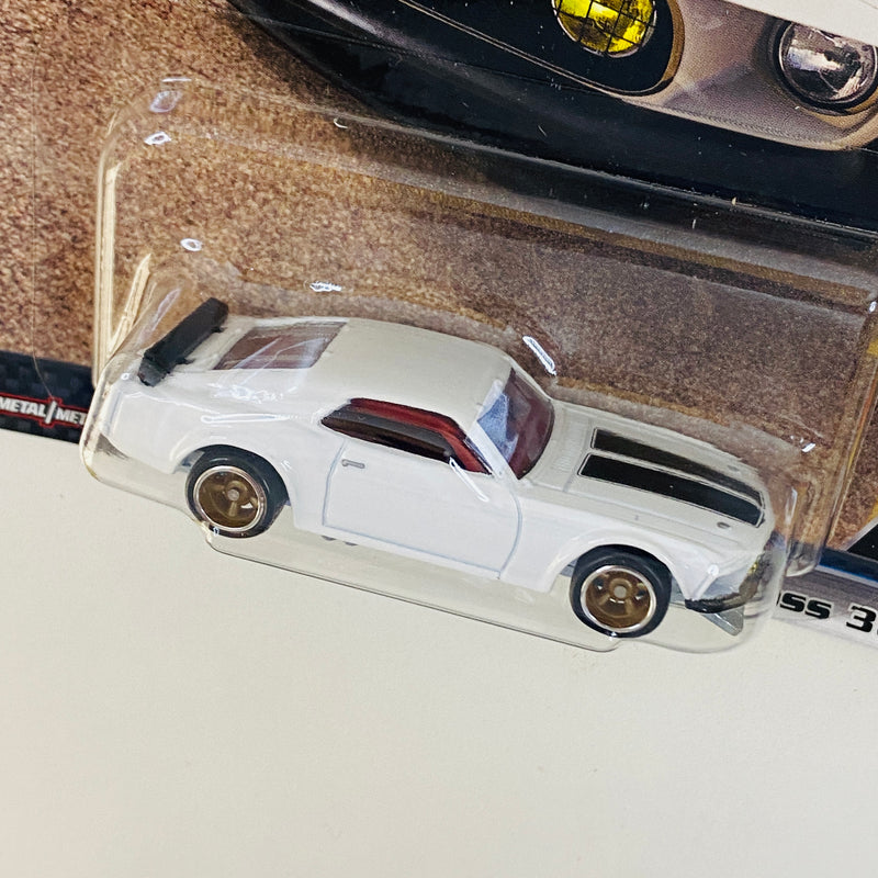 2024 Hot Wheels Premium Fast & Furious Rápidos y Furiosos 1969 Ford Mustang Boss 302 blanco Llantas de Goma RR base ZAMAC