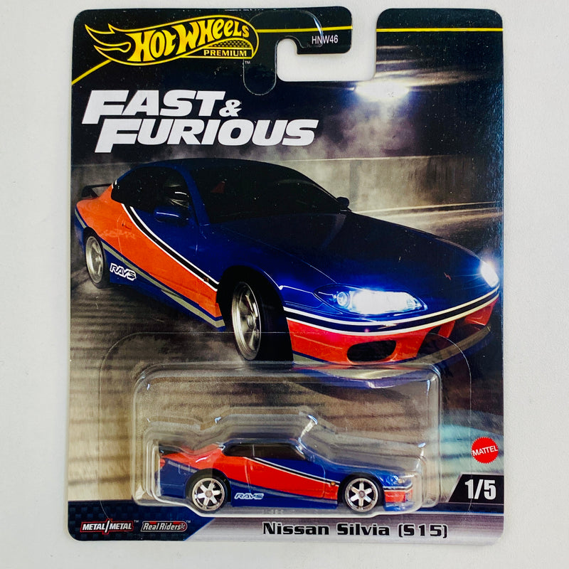 2024 Hot Wheels Premium Fast & Furious Rápidos y Furiosos Tokyo Drift  Nissan Silvia S15 azul Llantas de Goma RR