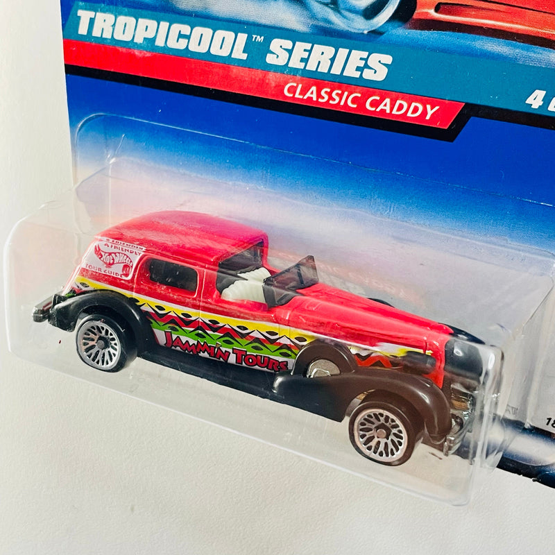 1998 Hot Wheels Tropicool Series Classic Caddy 1935 Cadillac rojo LW base ZAMAC