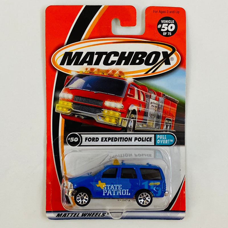 2001 Matchbox Pull Over! Ford Expedition Police azul 5SP