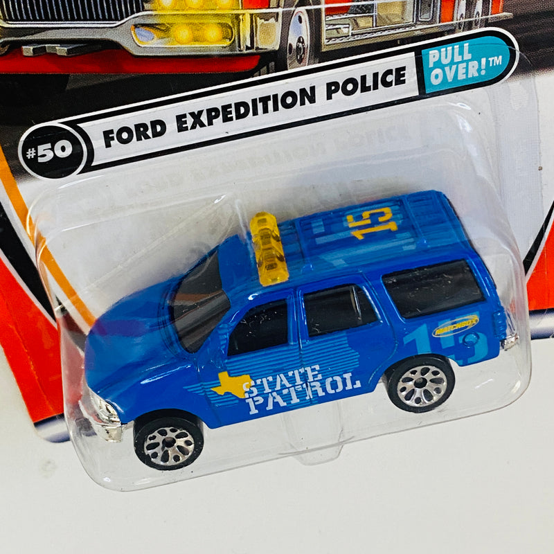 2001 Matchbox Pull Over! Ford Expedition Police azul 5SP