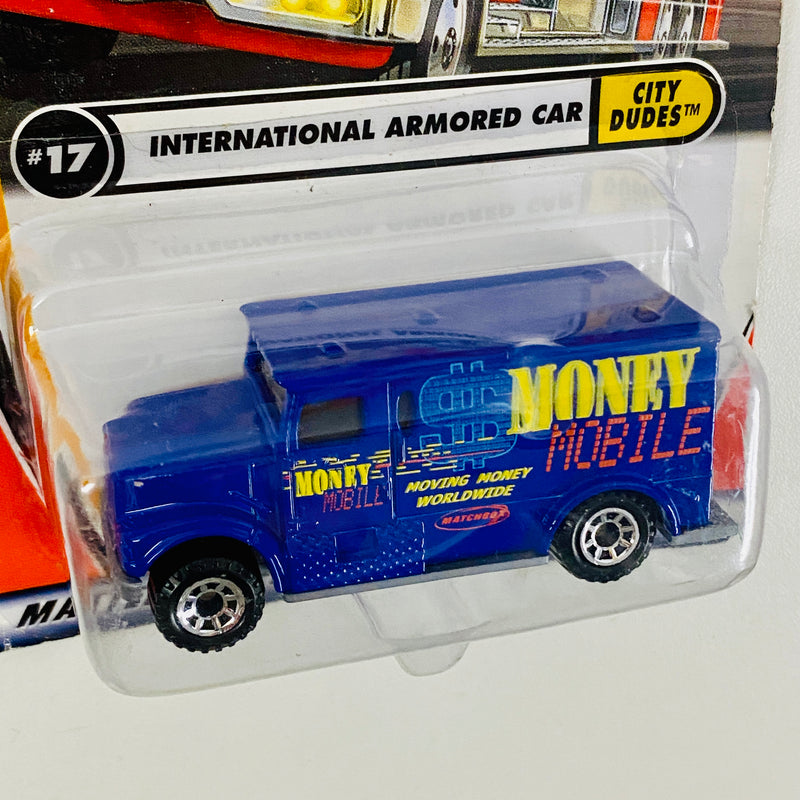 2001 Matchbox City Dudes International Armored Car azul