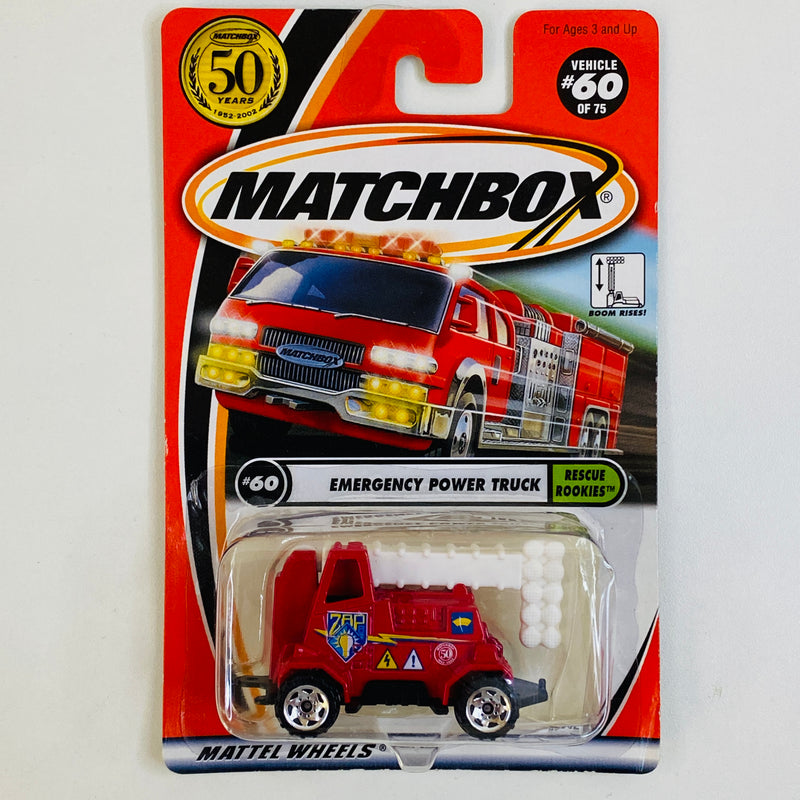 2002 Matchbox CHASE de Edición Limitada 1/10,000 50th Anniversary Rescue Rookies Emergency Power Truck rojo Primera Edición - Detalle Burbuja