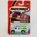 2001 Matchbox Rescue Squad Ambulance blanco Primera Edición con Apertura de Puertas