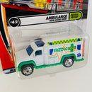 2001 Matchbox Rescue Squad Ambulance blanco Primera Edición con Apertura de Puertas