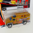 2002 Matchbox 50th Anniversary Red Hot Heroes Ambulance dorado metálico con Apertura de Puertas