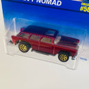 1996 Hot Wheels Chevy Nomad 502 rojo metálico 7SP base ZAMAC tarjeta Coolest to Collect