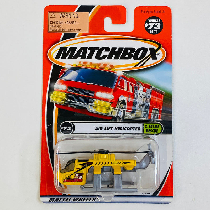 2001 Matchbox X-treme Rescue Air Lift Helicopter Sikorsky amarillo con Hélices Rotativas y Gancho Retráctil