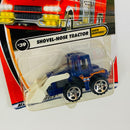 2001 Matchbox Earth Crunchers Muir Hill Shovel Nose Tractor azul con Cuchara Móvil