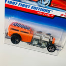 1997 Hot Wheels ERROR de FÁBRICA First Editions Way 2 Fast naranja 5SP base ZAMAC de Tailandia - Llantas de distinto color
