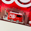 2025 Hot Wheels Premium Pop Culture Mattel 80th Anniversary Volkswagen Kool Kombi rojo con blanco Llantas de Goma RR base ZAMAC
