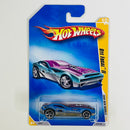 2009 Hot Wheels New Models Bye Focal II azul metálico OH5 Primera Edición base ZAMAC - Detalle Burbuja