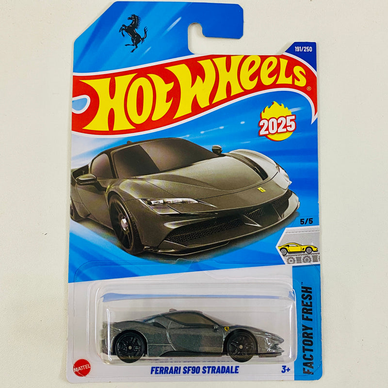 2025 Hot Wheels Factory Fresh Ferrari SF90 Stradale negro metálico PR5 Primera Edición