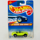 1995 Hot Wheels Roarin' Rods Series Shelby Cobra amarillo fluorescente 7SP Base Metal Color Negro