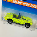 1995 Hot Wheels Roarin' Rods Series Shelby Cobra amarillo fluorescente 7SP Base Metal Color Gris