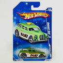 2009 Hot Wheels Target Exclusive Tarjeta Snowflake HW City Works Cockney Cab II verde con blanco OH5 base ZAMAC - Detalle Burbuja