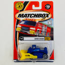 2002 Matchbox 50th Anniversary Built It Right! Super Dozer azul metálico con Pala Frontal Móvil
