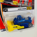 2002 Matchbox 50th Anniversary Built It Right! Super Dozer azul metálico con Pala Frontal Móvil