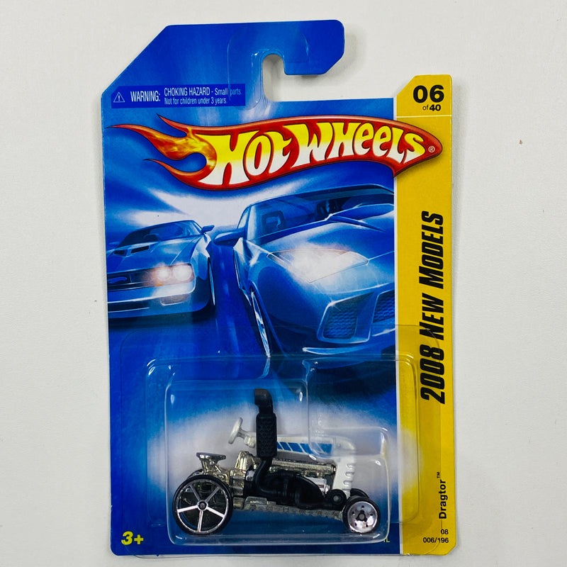 2008 Hot Wheels New Models Dragtor blanco OH5 base ZAMAC Primera Edición