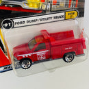 2000 Matchbox Build It Ford Dump Utility Truck rojo Primera Edición con Tolva Inclinable