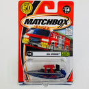 2002 Matchbox 50th Anniversary To The Rescue Sea Speeder gris con azul metálico con Radar Giratorio