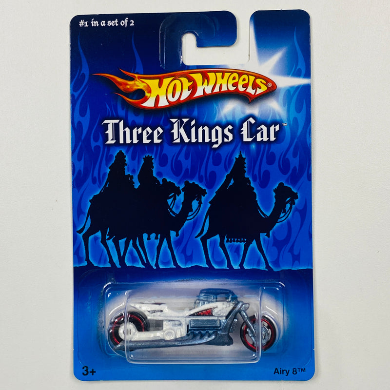 2006 Hot Wheels Walmart Exclusive Three Kings Car Airy 8 blanco MC3 base ZAMAC