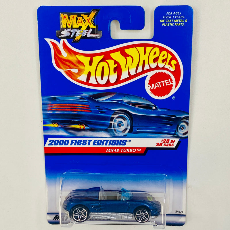 2000 Hot Wheels First Editions Max Steel MX48 Turbo azul metálico PR5 Primera Edición